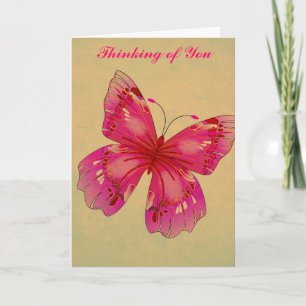 Pink Oriental vintage butterfly Thinking of You Card
