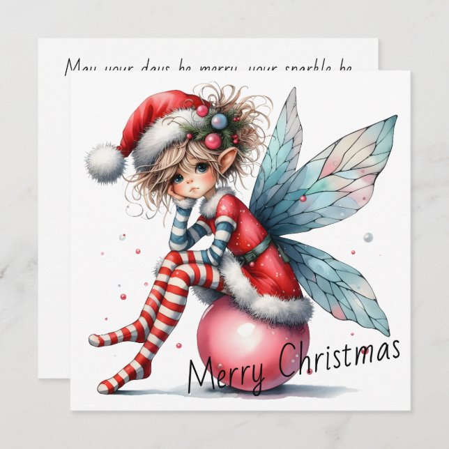 Pink Ornament Fairy – Holiday Card (Front/Back)