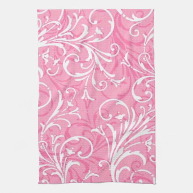 Pink Ornamental Kitchen Towel (Vertical)