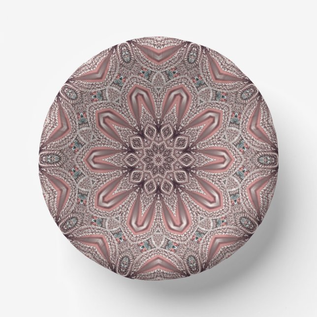 Pink Ornamental Paper Bowls Paper Plate (Front)