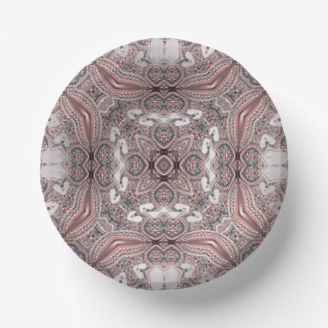 Pink Ornamental Paper Bowls Paper Plate (Front)