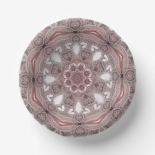 Pink Ornamental Paper Bowls Paper Plate (Front)