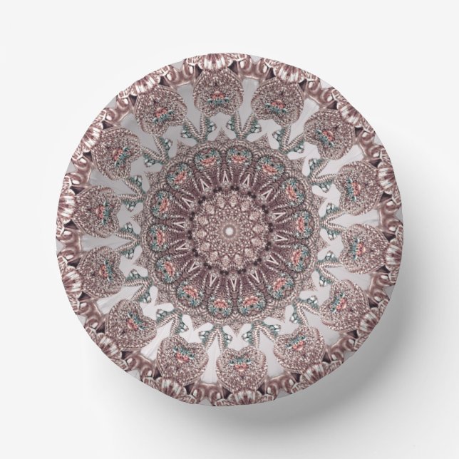Pink Ornamental Paper Bowls Paper Plate (Front)