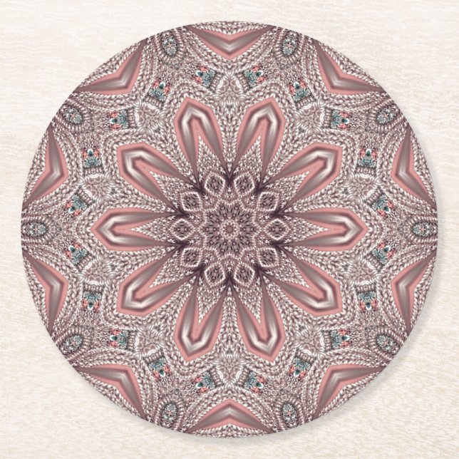 Pink Ornamental Paper Coaster (Front)