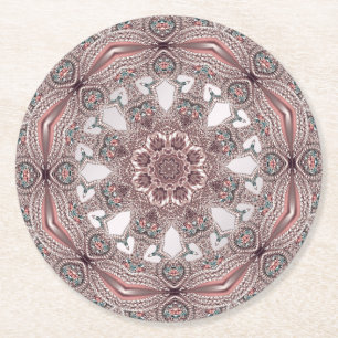 Pink Ornamental Paper Coaster