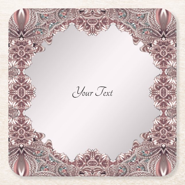 Pink Ornamental Paper Coaster (Front)
