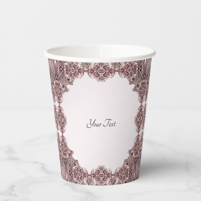 Pink Ornamental Paper Cups (Left)