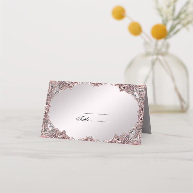 Pink Ornamental Place Card (Front)