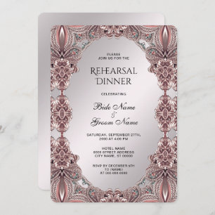 Pink Ornamental Rehearsal Dinner Invitation