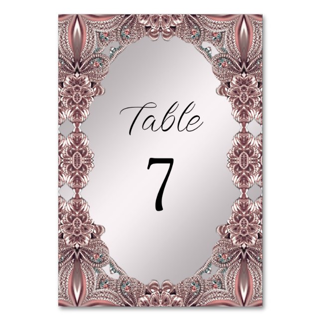 Pink Ornamental Table Number (Front)
