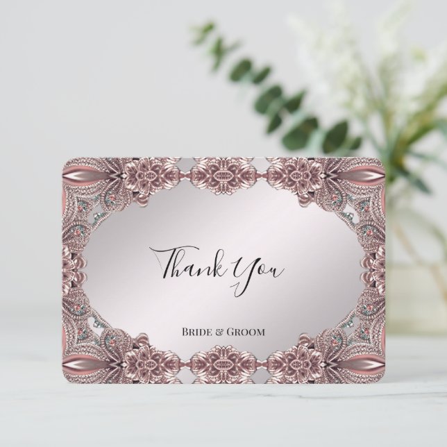 Pink Ornamental Thank You Card (Standing Front)