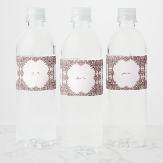 Pink Ornamental Water Bottle Label (Bottles)