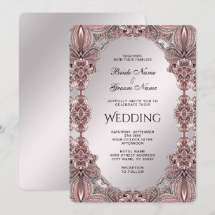 Pink Ornamental Wedding Invitation