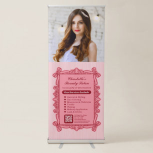 Pink Ornate Bow Frame Beauty Salon Banner
