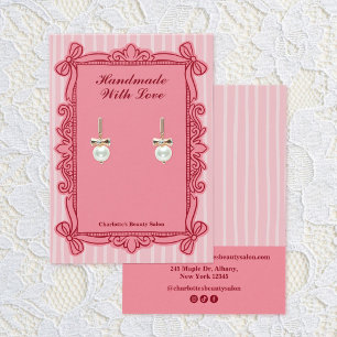 Pink Ornate Bow Frame Earring Display Cards