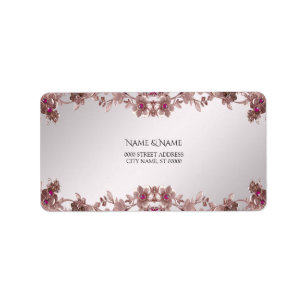 Pink Ornate Floral Address Label