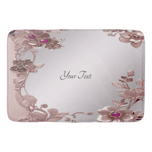 Pink Ornate Floral Bath Mat