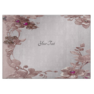 Pink Ornate Floral Cutting Board