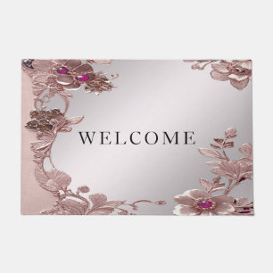 Pink Ornate Floral Doormat