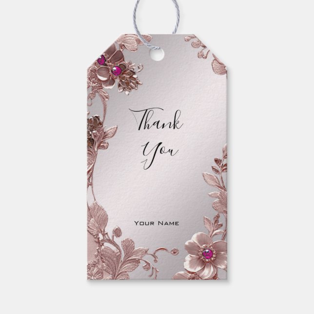 Pink Ornate Floral Gift Tag (Front)