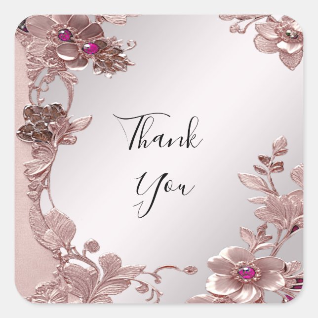 Pink Ornate Floral Sticker (Front)