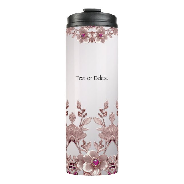 Pink Ornate Floral Thermal Tumbler (Front)