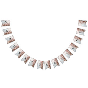 Pink Ornate Pearl and Floral Bunting Flag