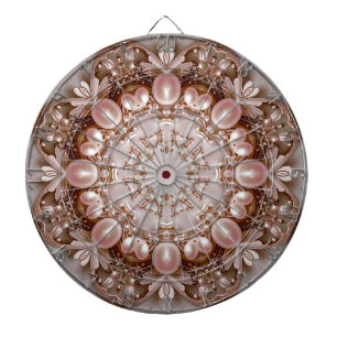 Pink Ornate Pearl and Floral Dartboard