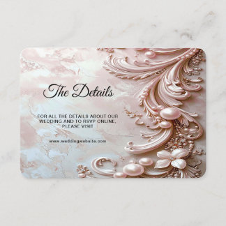 Pink Ornate Pearl and Floral Detail Enclosure Card