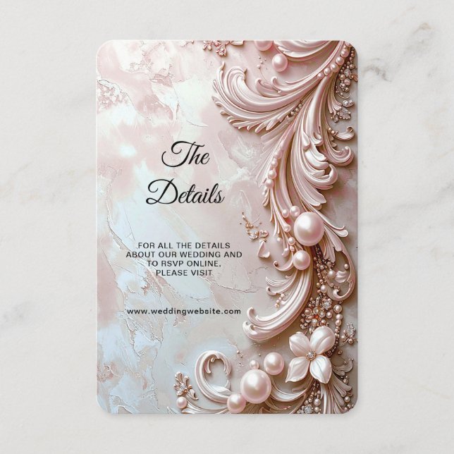 Pink Ornate Pearl and Floral Detail Enclosure Card (Front)