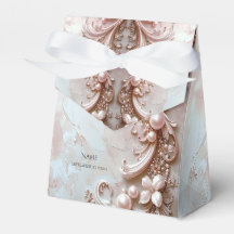 Pink Ornate Pearl and Floral Favor Box