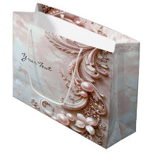 Pink Ornate Pearl and Floral Gift Bag