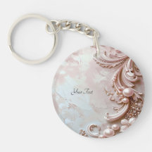Pink Ornate Pearl and Floral Keychain