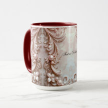 Pink Ornate Pearl and Floral Mug