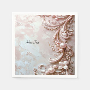 Pink Ornate Pearl and Floral Napkin