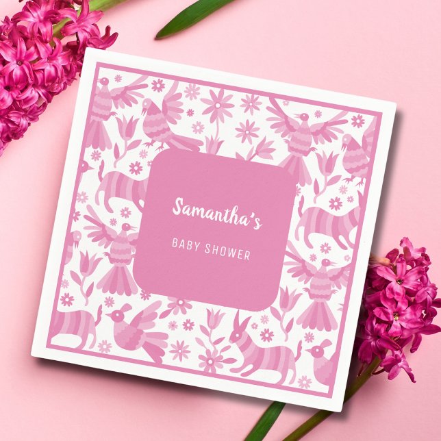 Pink otomi mexican baby shower Paper Plate Napkin (Creator Uploaded)