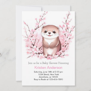 Pink Otter Magic Girl Baby Shower Invitation