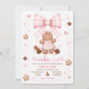 Pink Our Little Cookie Is On The Way Baby Shower Invitation