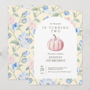 Pink Our Little Pumpkin Birthday Invitation