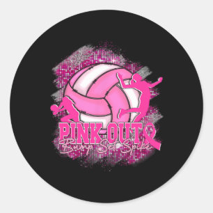 Pink Out And Bump Set Spike Breast Cancer Awarenes Classic Round Sticker