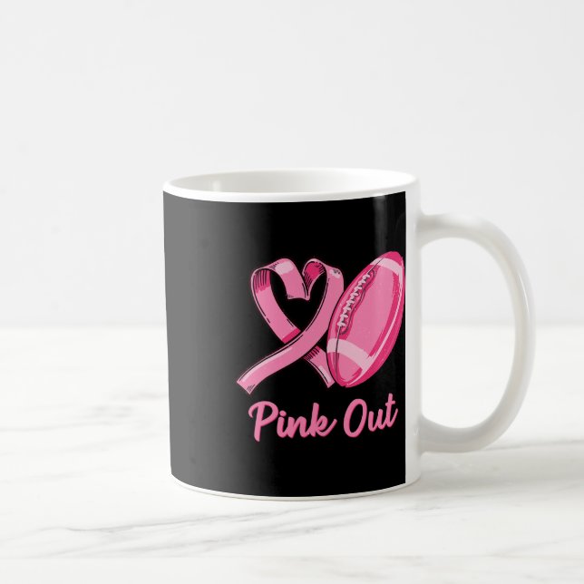 Pink Out Breast Cancer Awareness Bleached Footbyll Coffee Mug (Right)
