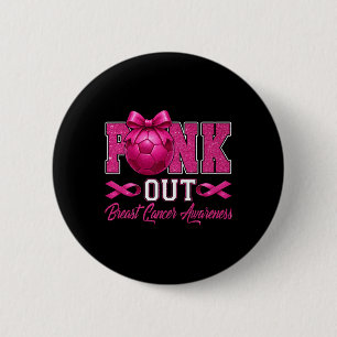 Pink Out Breast Cancer Awareness Coquette Bow And 6 Cm Round Badge