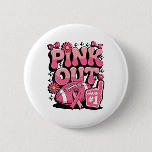 Pink Out Breast Cancer Footbyll Support 6 Cm Round Badge