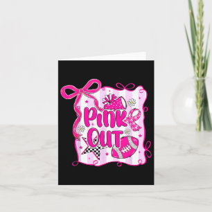 Pink Out Breast Cancer Footll Coquette Bow Mum Gir Card
