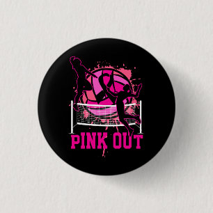 Pink Out Bump Set Spike Volleyball Breast Cancer A 3 Cm Round Badge