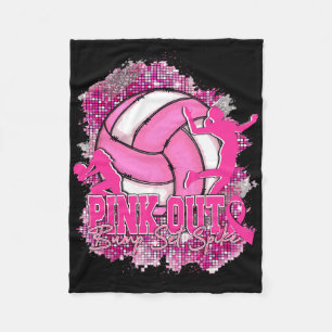 Pink Out Bump Set Spike Volleybyll Breast Cancer A Fleece Blanket