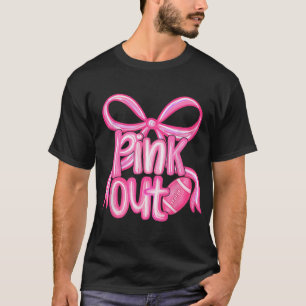  Pink Out Football Bow Preppy Breast Cancer  T-Shirt