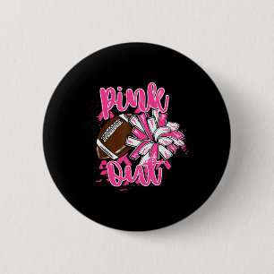 Pink Out Football Breast Cancer Awareness Cheer 6 Cm Round Badge