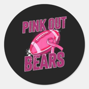 Pink Out Football Tackle Breast Cancer Classic Round Sticker