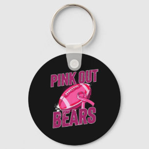 Pink Out Football Tackle Breast Cancer Key Ring